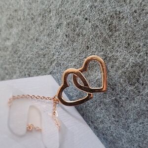 Double Heart Pendant 20in Necklace in Rose Gold over Sterling Silver
